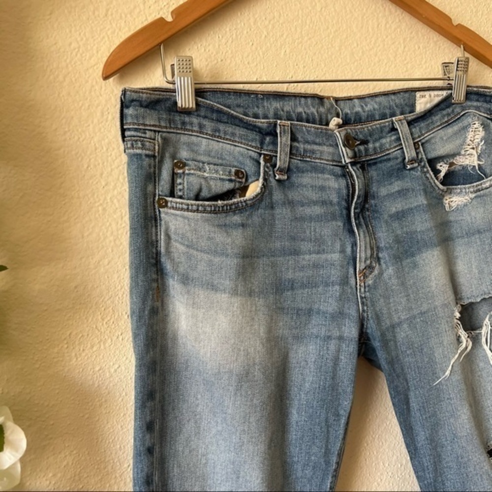 Rag & Bone Dre Low-Rise Ankle Slim Boyfriend Distressed Jeans - Picture 10 of 14